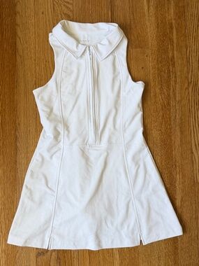 Old Navy Girls Sports Sleeveless Collar Tennis Dress with Skort, White L (10/12)